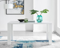 Pivero Rectangular White High Gloss 6 Seater Dining Table - thumbnail 2