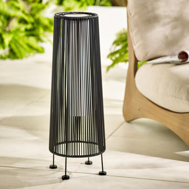 Naples Black Rattan Large Solar Outdoor Lantern - image 1