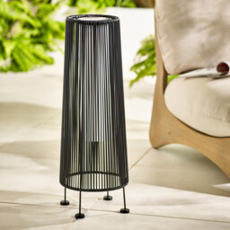 Naples Black Rattan Large Solar Outdoor Lantern - thumbnail 1