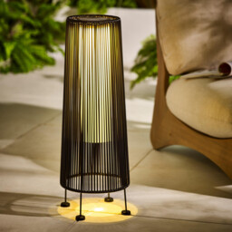 Naples Black Rattan Large Solar Outdoor Lantern - thumbnail 4