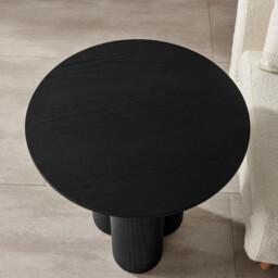 Sutton Black Veneer Wood Round Side Table - thumbnail 3