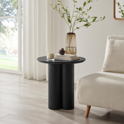 Sutton Black Veneer Wood Round Side Table - thumbnail 2