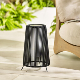 Naples Black Rattan Solar Outdoor Lantern - thumbnail 1