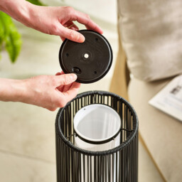 Naples Black Rattan Solar Outdoor Lantern - thumbnail 4