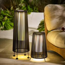 Naples Black Rattan Solar Outdoor Lantern - thumbnail 2