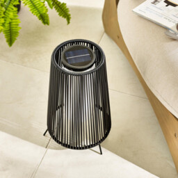Naples Black Rattan Solar Outdoor Lantern - thumbnail 3