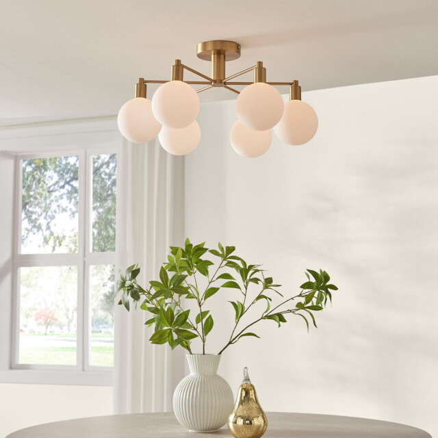 Martha 6 Frosted Glass Globes Ceiling Light - image 1