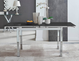 Enna Black Glass Extending Dining Table and 6 Corona Silver Leg Chairs - thumbnail 3