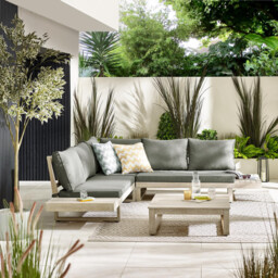 Brisa Limewash Wood & Grey 5/6 Seat Garden Sofa Set - thumbnail 1