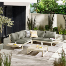Brisa Limewash Wood & Grey 5/6 Seat Garden Sofa Set - thumbnail 2