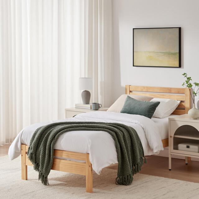 Declan Oak Solid Pine Single Bed Frame - image 1