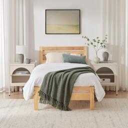 Furniturebox Declan Solid Pine Single Bed Frame, Wood in Oak - Size: 97x90x196.8 cm - thumbnail 2