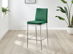 2x Milan Green Velvet Counter Stools Silver Legs - thumbnail 4