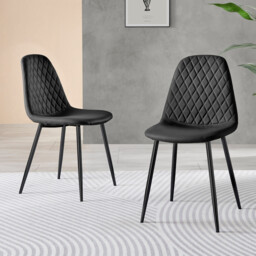 2x Corona Black Faux Leather Dining Chairs Black Legs - thumbnail 2