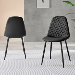 2x Corona Black Faux Leather Dining Chairs Black Legs - thumbnail 3