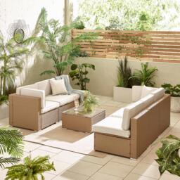 Furniturebox Orlando Beige & Cream 6 Seat Modular Garden Sofa, Rattan in Beige/Cream - Size: 72x75x72 cm - thumbnail 5