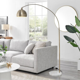 Holden Gold and White Marble Arc Standing Floor Lamp