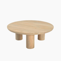 Teton Round White Oak Wood 3 Leg Coffee Table - thumbnail 3
