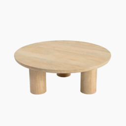 Teton Round White Oak Wood 3 Leg Coffee Table - thumbnail 4