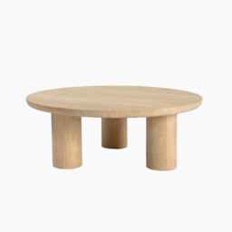 Teton Round White Oak Wood 3 Leg Coffee Table - thumbnail 2