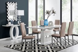 Arezzo Large Extending Dining Table and 6 Milan Black Leg Chairs