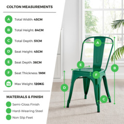 2x Colton Black 'Tolix' Style Metal Dining Chairs - thumbnail 3