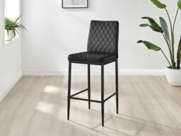 2x Milan Black Velvet Counter Stools Black Legs - thumbnail 4