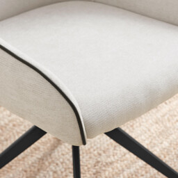 2x Beaumont Cream Fabric Swivel Dining Chairs - thumbnail 4