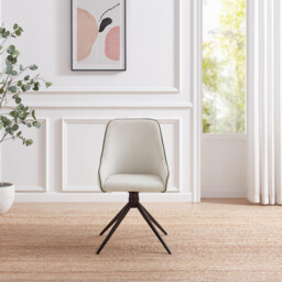 2x Beaumont Cream Fabric Swivel Dining Chairs - thumbnail 3