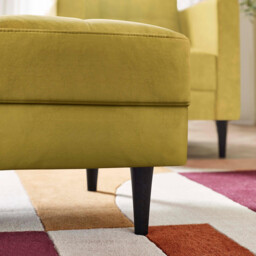Jolene Mustard Yellow Velvet Footstool - thumbnail 4