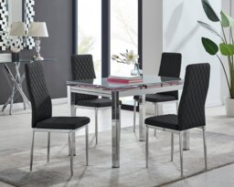 Enna White Glass Extending Dining Table and 4 Milan Chairs - thumbnail 1