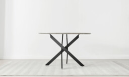 Novara Round Concrete Effect and Black Metal 4-6 Seater Dining Table - thumbnail 3
