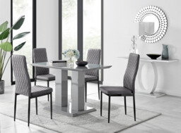 Imperia 4 Grey Dining Table and 4 Velvet Milan Black Leg Chairs - thumbnail 2