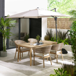 Asa Wood & Wicker 4 Seat Garden Dining Set - thumbnail 3