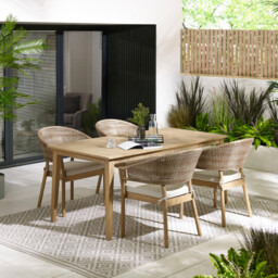 Asa Wood & Wicker 4 Seat Garden Dining Set - thumbnail 1
