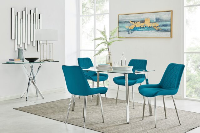 Cosmo Dining Table and 4 Pesaro Silver Leg Chairs - image 1