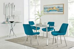 Cosmo Dining Table and 4 Pesaro Silver Leg Chairs - thumbnail 1