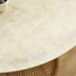 Lanai Beige Rattan & Cream 4 Seat Round Garden Dining Table - thumbnail 2
