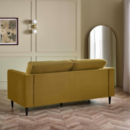 Jolene Mustard Yellow Velvet 3 Seater Sofa - thumbnail 2