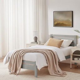 Declan Light Grey Solid Pine Single Bed Frame
