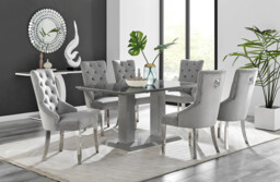 Imperia 6 Grey Dining Table and 6 Velvet Belgravia Chairs - thumbnail 2
