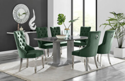 Imperia 6 Grey Dining Table and 6 Velvet Belgravia Chairs - thumbnail 4