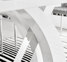Atlanta Modern Rectangle Chrome Metal High Gloss White Dining Table And 6 Willow Chairs Set - thumbnail 4