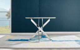 Novara Round White Marble Effect and Silver Metal 4 Seater Dining Table - thumbnail 2