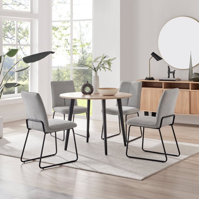 Koko Oak Effect Round Dining Table & 4 Halle Chairs - image 1