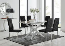 Lira 120 Extending Dining Table and 6 Velvet Milan Chairs