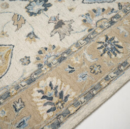 Ishani Beige Floral Hand Tufted Wool Rug - thumbnail 4