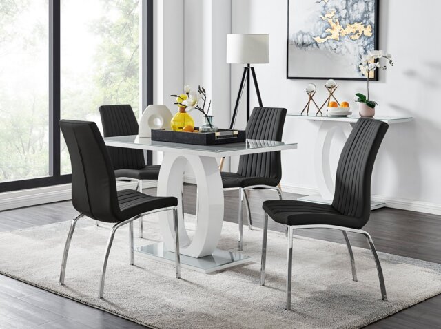 Giovani 4 Grey Dining Table & 4 Isco Chairs - image 1