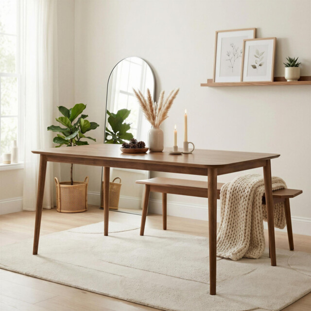 Lynton Rectangular Walnut Effect Wood 6 Seater Dining Table - image 1