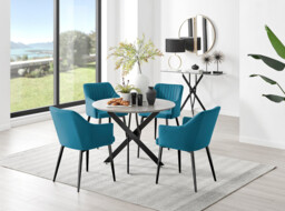 Novara Grey Concrete Effect Black Leg Round Dining Table & 4 Calla Black Leg Chairs - thumbnail 3